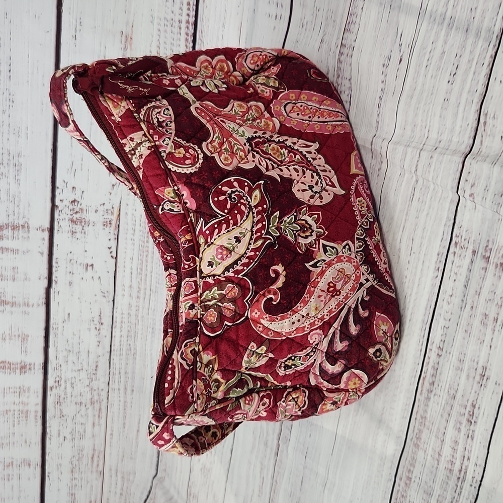 Vera Bradley Quilted Paisley Shoulder Bag in Burgundy and Pink